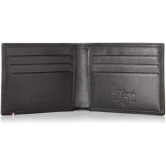 S.T. Dupont Line D Star Wars ST180250 Black Leather Men 6 CC Bifold Wallet